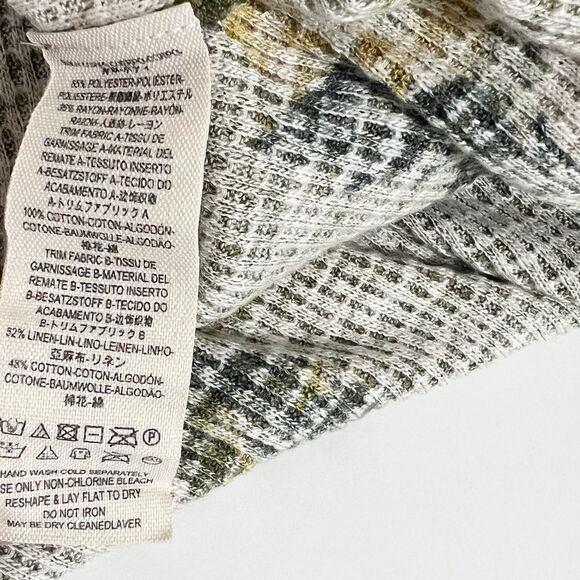 Free People Flower Patch Thermal Waffle Top S Army Green Rare Color Boho Loose - Picture 8 of 12